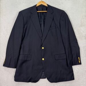 Brooks Brothers Country Club Loro Piana Blazer Men 46L Navy Gold Button Made USA